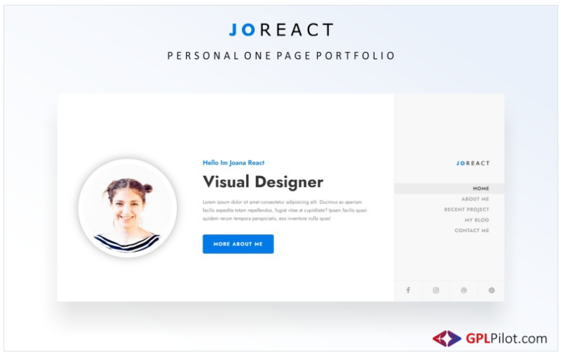 Joreact - Personal Portfolio Bootstrap Landing Page Template