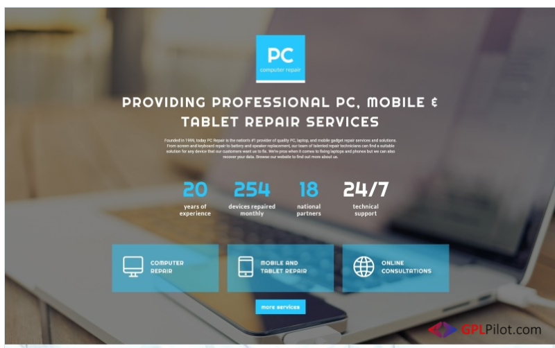 PC - Computer Repair Clean HTML Landing Page Template