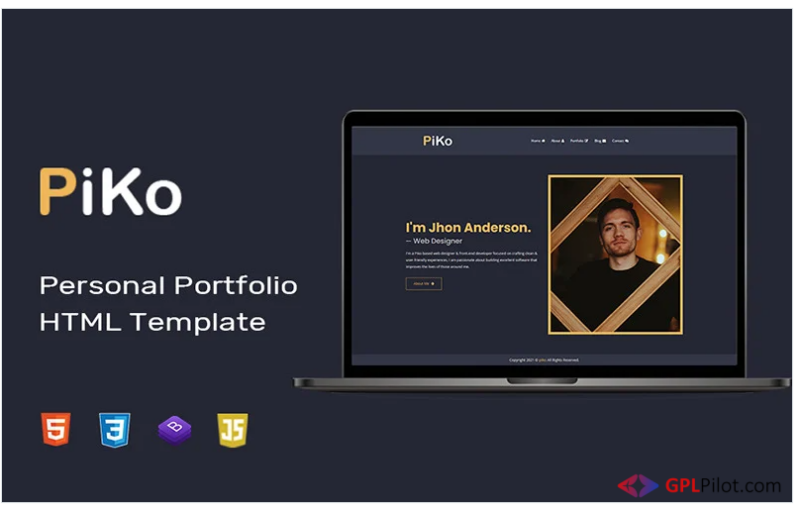 Piko - Personal Portfolio HTML Landing Page Template