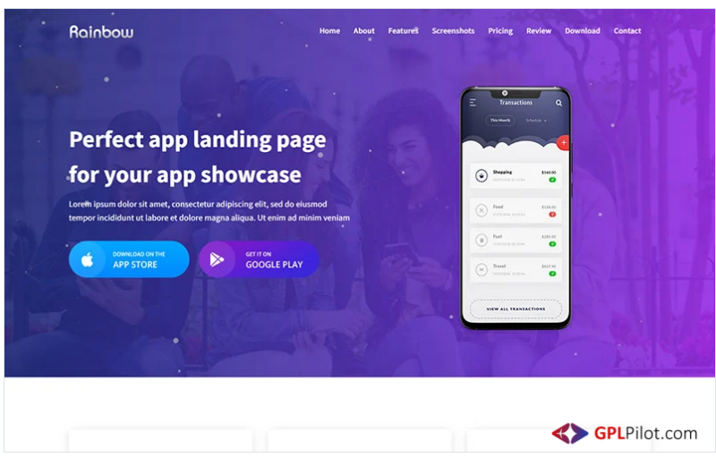 Rainbow - App HTML Landing Page Template