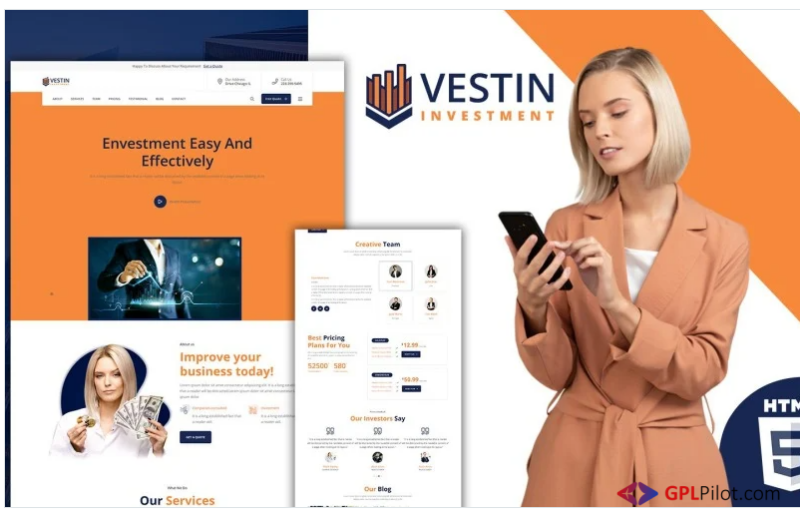 Vestin Investor Swiss Knife Landing Page Template