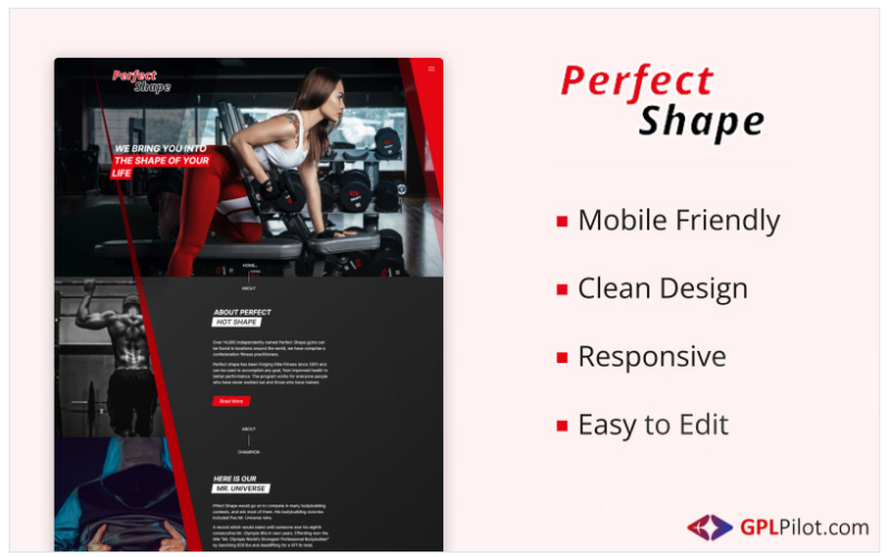 Perfect Shape - Gym Landing Page HTML Template