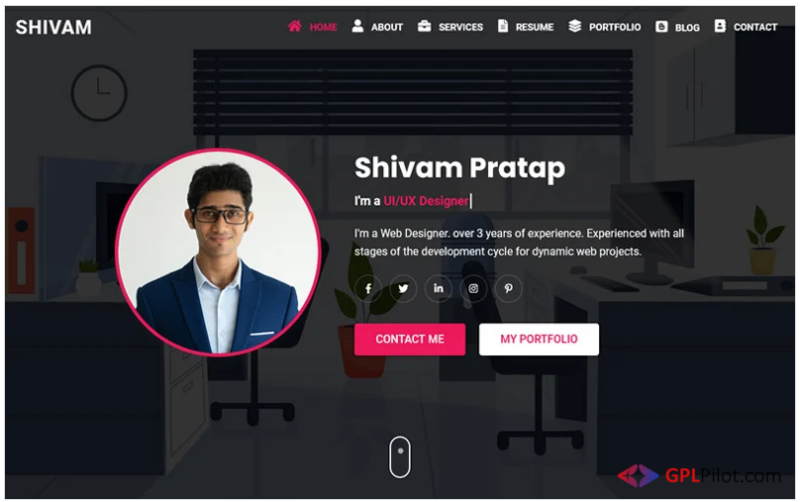 Shivam - Personal Portfolio and Resume/CV Landing page Template