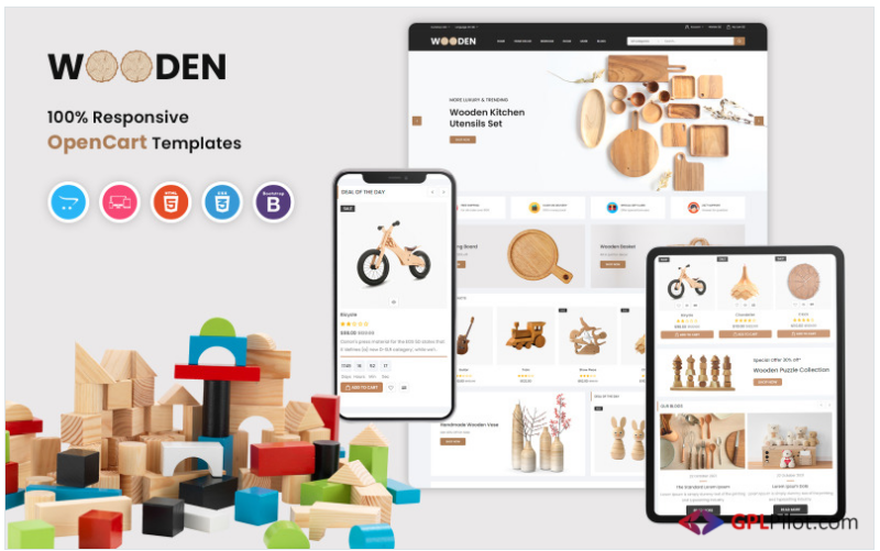 Wooden - Kitchen & Toys Responsive OpenCart Template