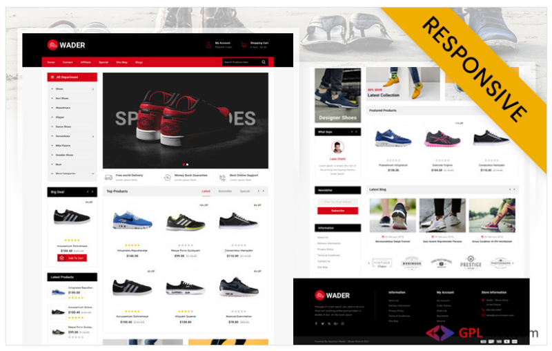 Wader Sports Shoes Store OpenCart Template