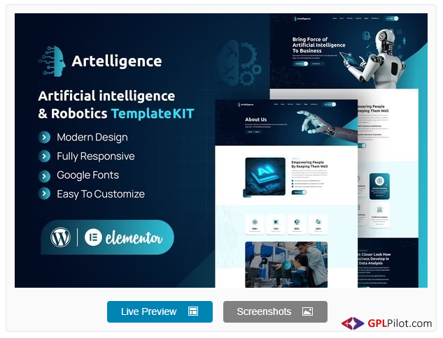 Artelligence - AI & Robotics Elementor Template Kit 1 Artelligence - AI & Robotics Elementor Template Kit