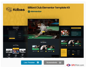 Kdbas - Billiard Club Elementor Template Kit