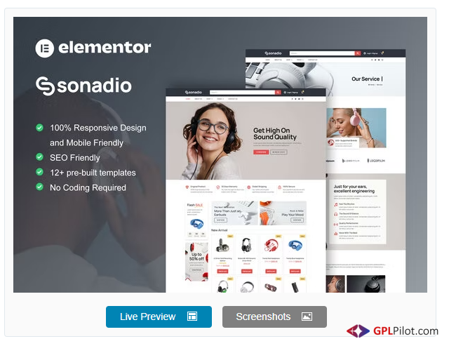 Sonadio - Woocommerce Audio Store Elementor Pro Template Kit 1 Sonadio - Woocommerce Audio Store Elementor Pro Template Kit