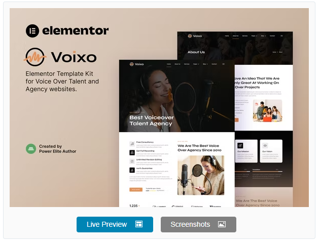 Voixo - Voice Over Talent & Agency Elementor Template Kit 1 Voixo - Voice Over Talent & Agency Elementor Template Kit