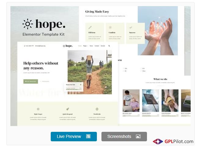 Hope - Non-Profit Elementor Template Kit 1 Hope - Non-Profit Elementor Template Kit