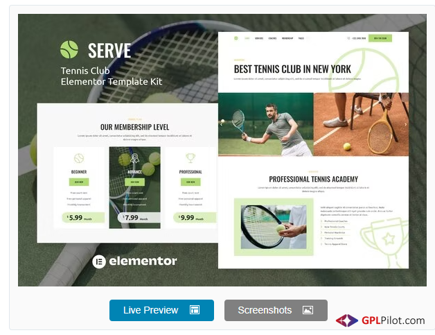 Serve - Tennis School & Sport Club Elementor Template Kit 1 Serve - Tennis School & Sport Club Elementor Template Kit