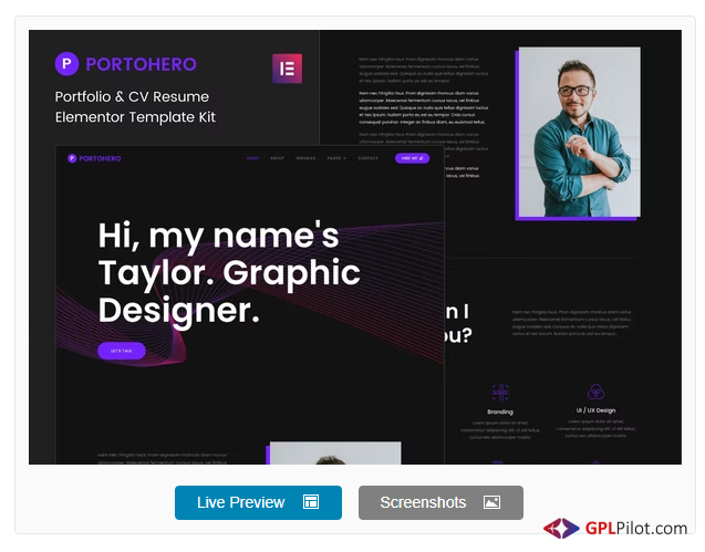 Portohero - Personal Portfolio & CV Elementor Template Kit 1 Portohero - Personal Portfolio & CV Elementor Template Kit