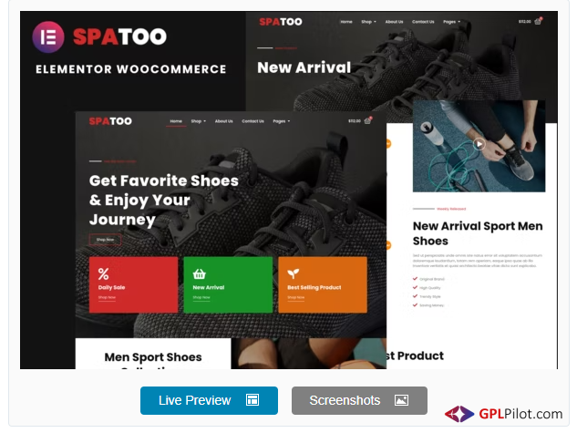 Spatoo - Modern Shoes eCommerce Elementor Template Kit 1 Spatoo - Modern Shoes eCommerce Elementor Template Kit