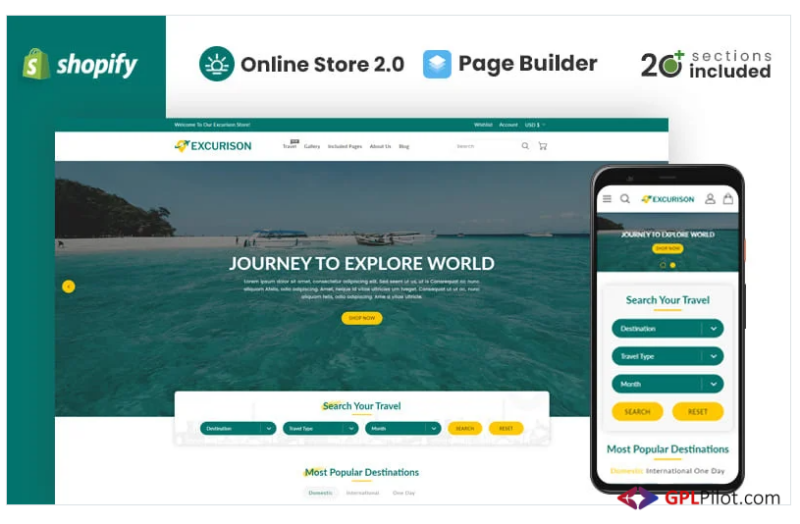 Excurison Tours and Travel Shopify Theme