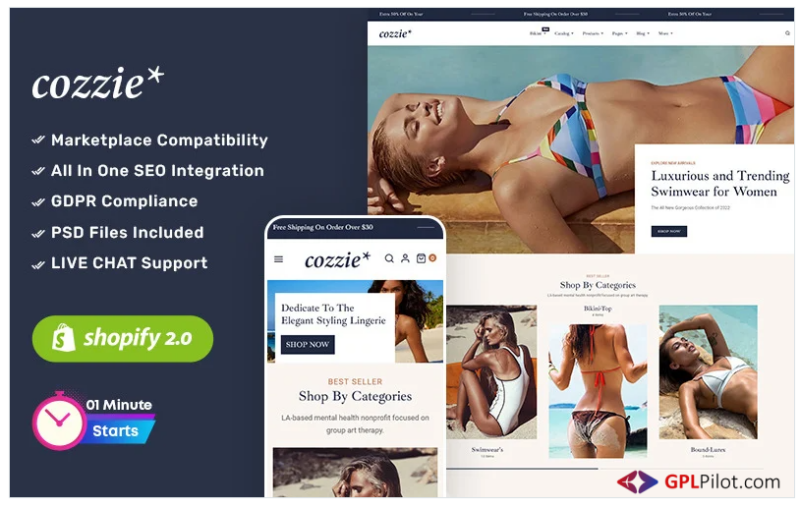 Сozzie - Sexy Lingerie, Swimwear and Undergarments Shopify OS2.0 Responsive Theme