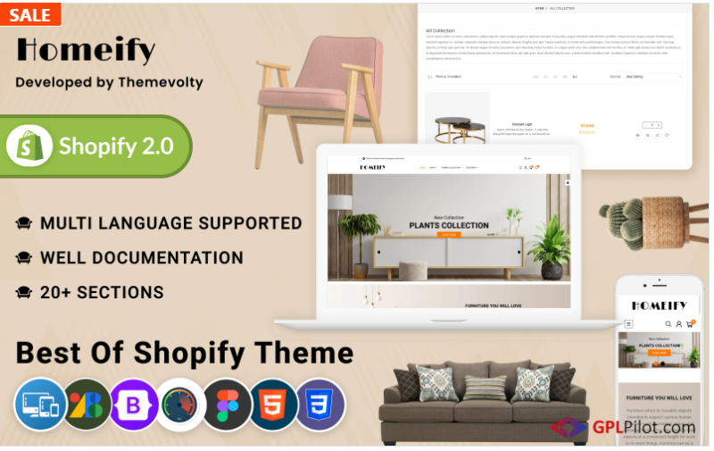 Homeify Mega Wood–Furniture Home–Décor Shopify 2.0 Themes