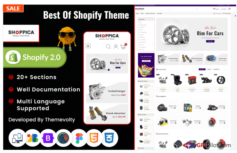 Shoppica Mega Spare–Parts Cars Shopify 2.0 Premium Responsive Theme