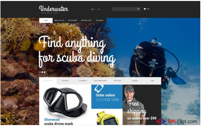 Scuba Diving Equipment PrestaShop Theme