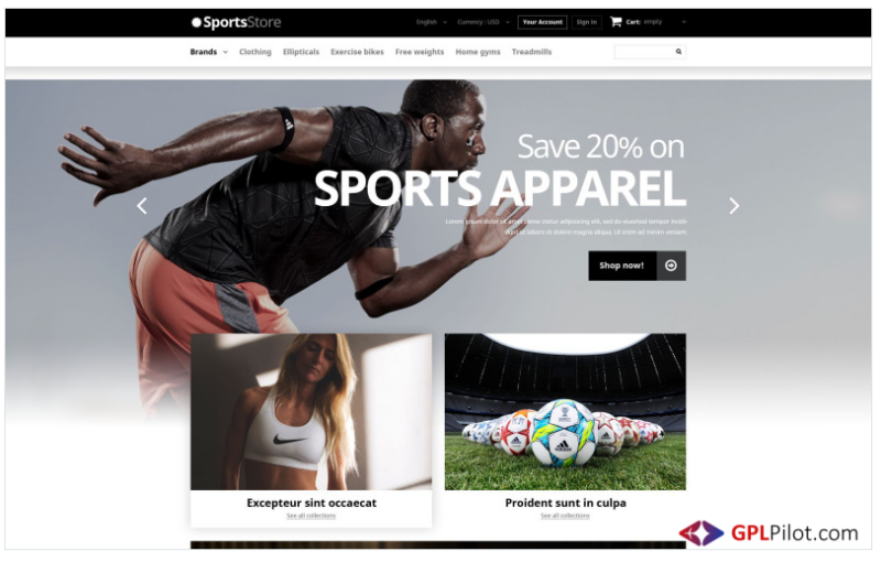 Sports Clothes Equipment PrestaShop Theme