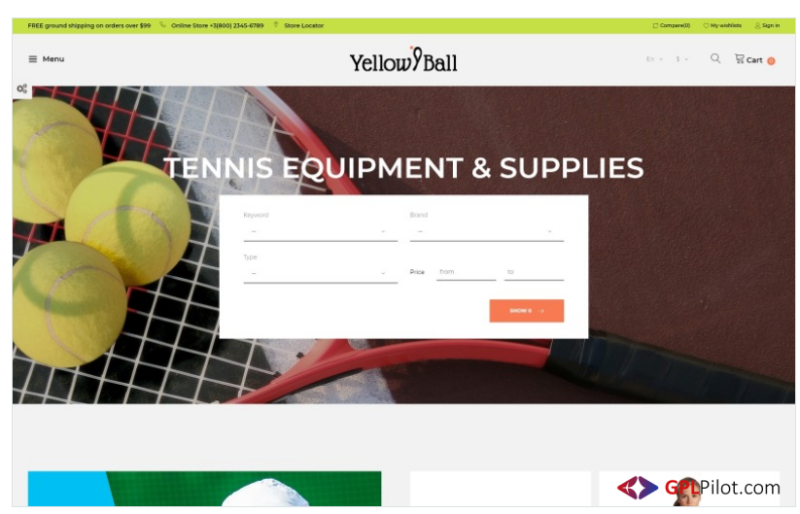 YellowBall - Tennis Store PrestaShop Theme