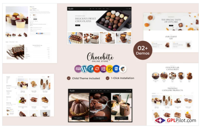 Chocobites - Chocolate, Sweets, Bakery, and Cake Elementor Woocommerce Website Template