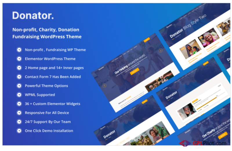 Donator-Charity Fundraising Non-Profit WordPress Theme.