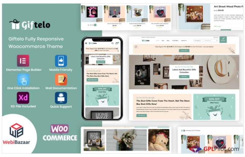 Giftelo - Handmade Gift & Photo Art Elementor WooCommerce Theme