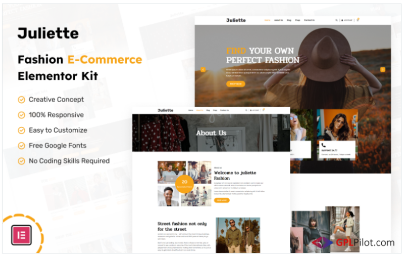 Juliette - Fashion E-Commerce Elementor Kit