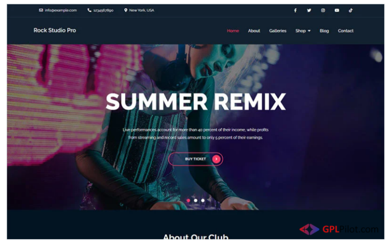 Rock Studio Pro - Unique and Modern Music WordPress Theme