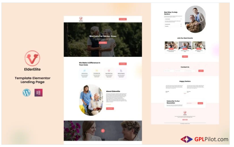 ElderElite - Home Care Services Elementor Template