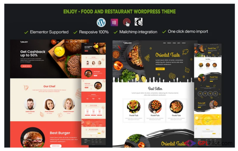 Enjoy - Fast Food Restaurant One Page WordPress Theme