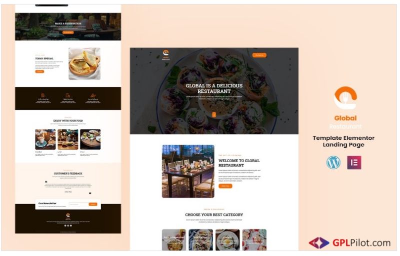 Global Restaurant - Restaurant Services Elementor Landing Page