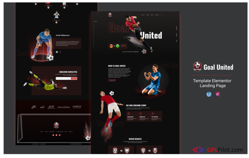 Goal United - Football Sports Elementor Landing Page Template