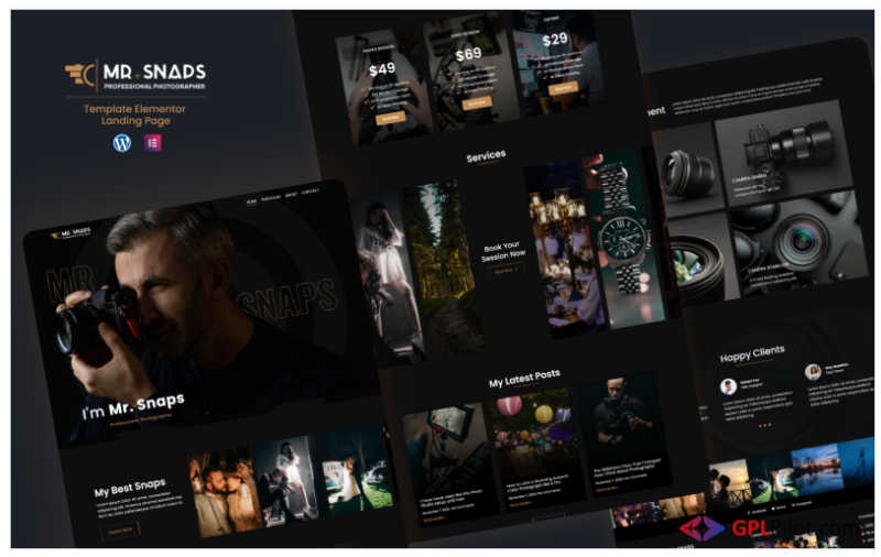 Mr Snaps Photography - studio showcase weddig event Elementor Landing page