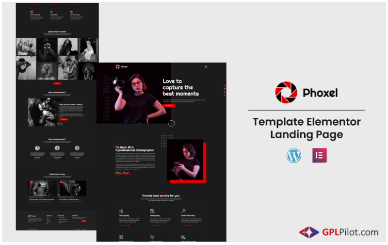 Phoxel Photography - studio showcase weddig event Elementor Landing page