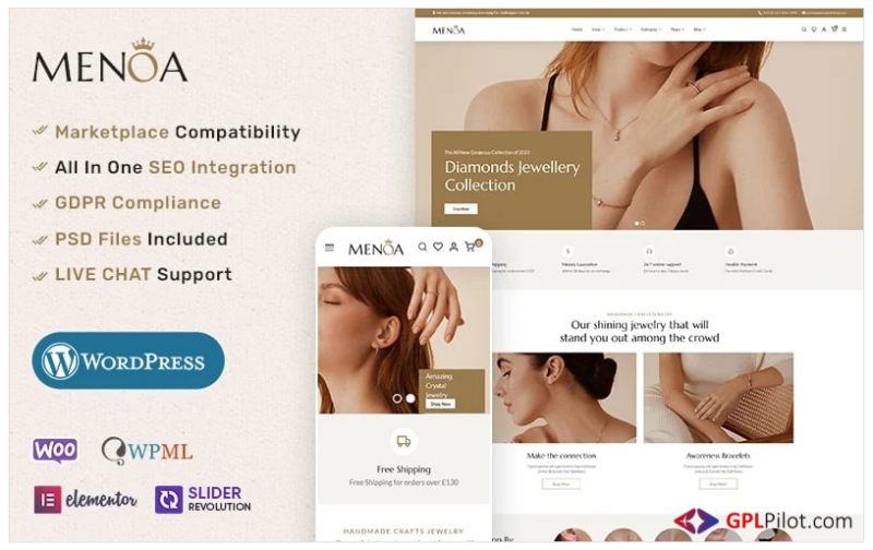 Menoa - Modern Jewelry & Imitation Store - WooCommerce Responsive Theme