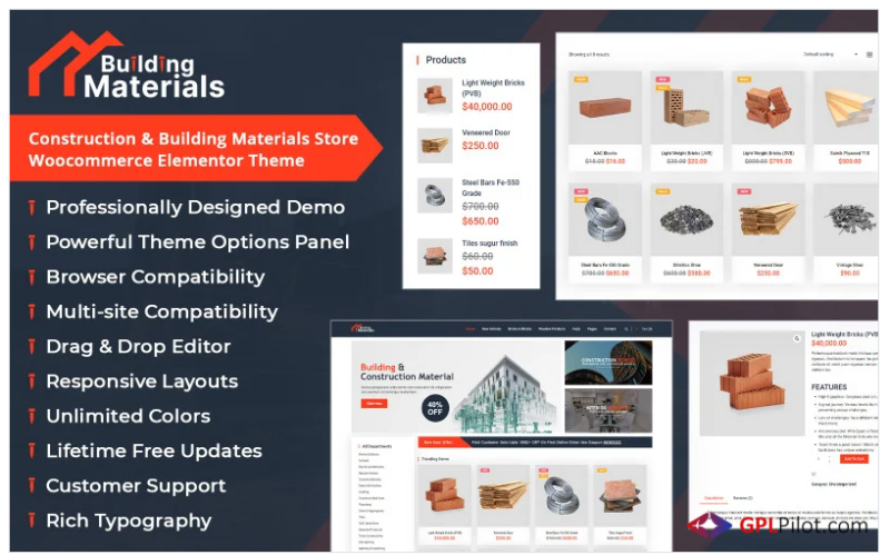 Construction & Building Materials Store Woocommerce Elementor Theme