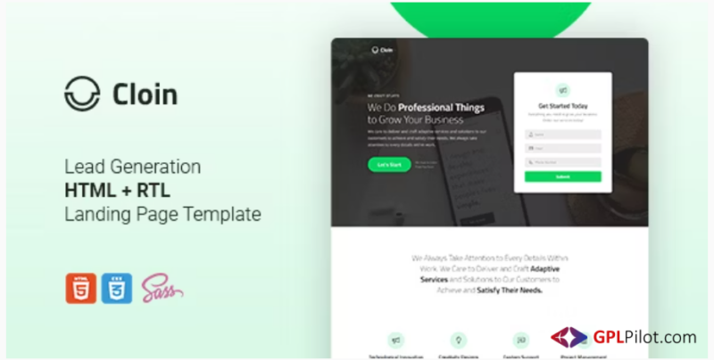 Cloin - HTML Landing Page Template + RTL