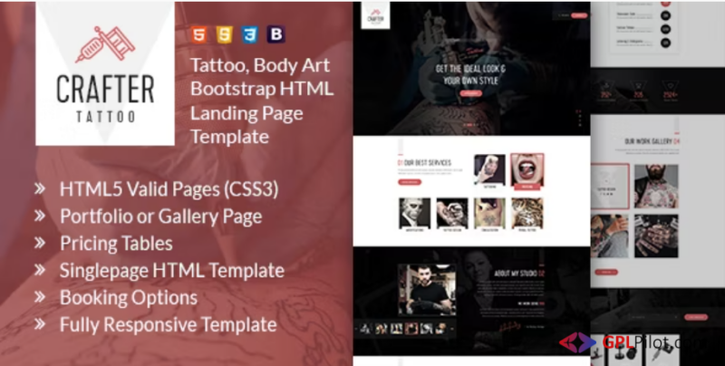 Crafter - Tattoo Bootstrap Landing Page Template