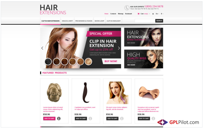 Hair Extensions Store PrestaShop Theme