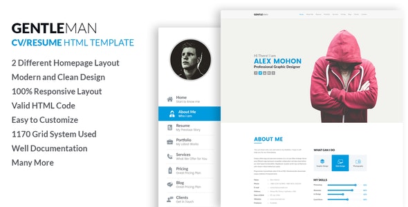 Gentleman- Responsive CV / Resume HTML Template 1 Gentleman- Responsive CV / Resume HTML Template