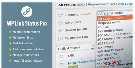 WP Link Status Pro - Fix Broken Links And Manage Redirections 1 WP Link Status Pro - Fix Broken Links And Manage Redirections