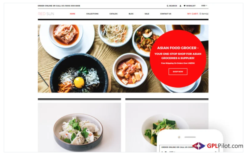 Red Sun - Grocery Store Clean Shopify Theme