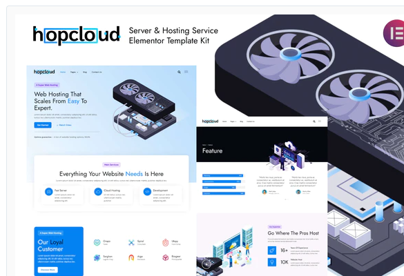 Hopcloud - Server & Hosting Service Elementor Template Kit 1 Hopcloud - Server & Hosting Service Elementor Template Kit