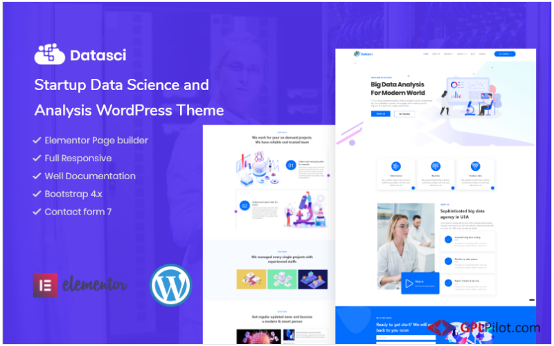 Datasci - Startup Data Science & Analytics WordPress Elementor Theme