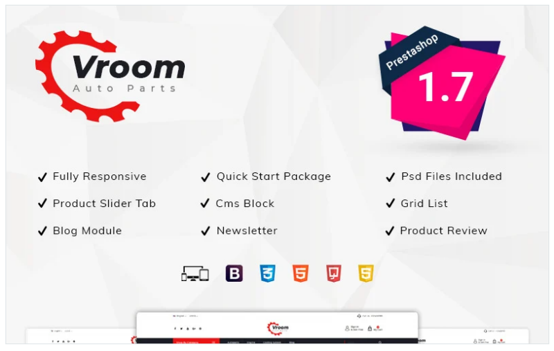 Vroom -Auto Parts Store PrestaShop Theme