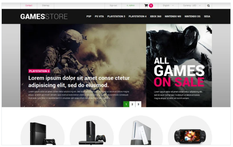 Video Games Consoles PrestaShop Theme