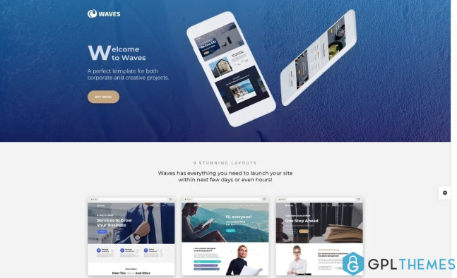 Waves – 9 in 1 Business One Page Website Template