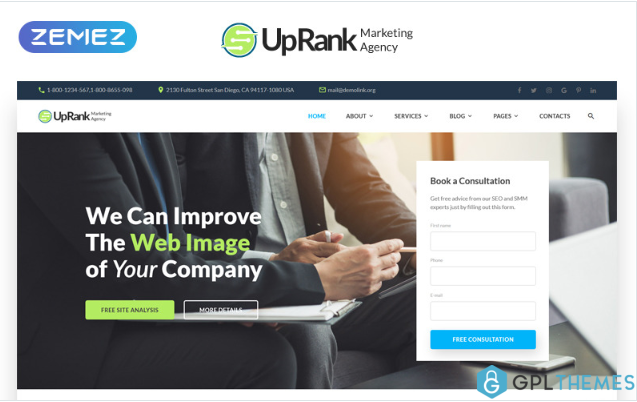 UpRank – Stylish Marketing Agency Multipage Website Template