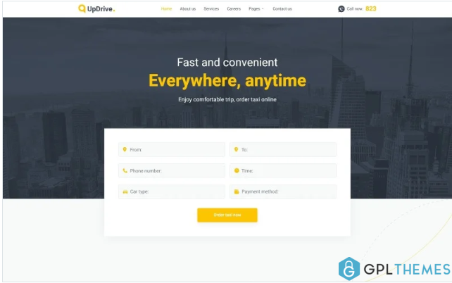 UpDrive – Online Taxi Service Website Template